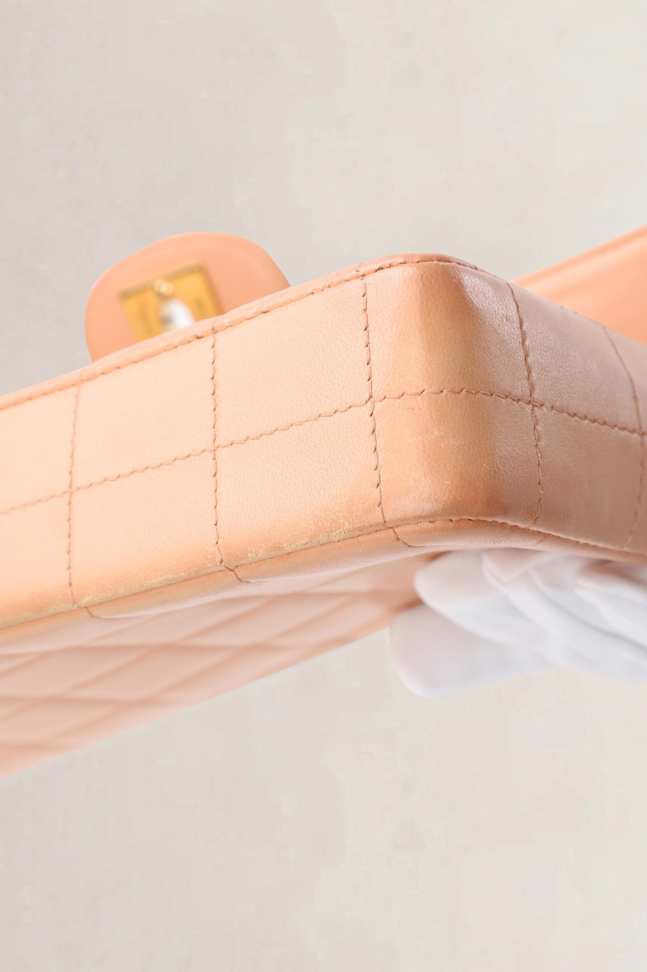 Chanel Pink Leather Square Quilt E/W Flap Bag