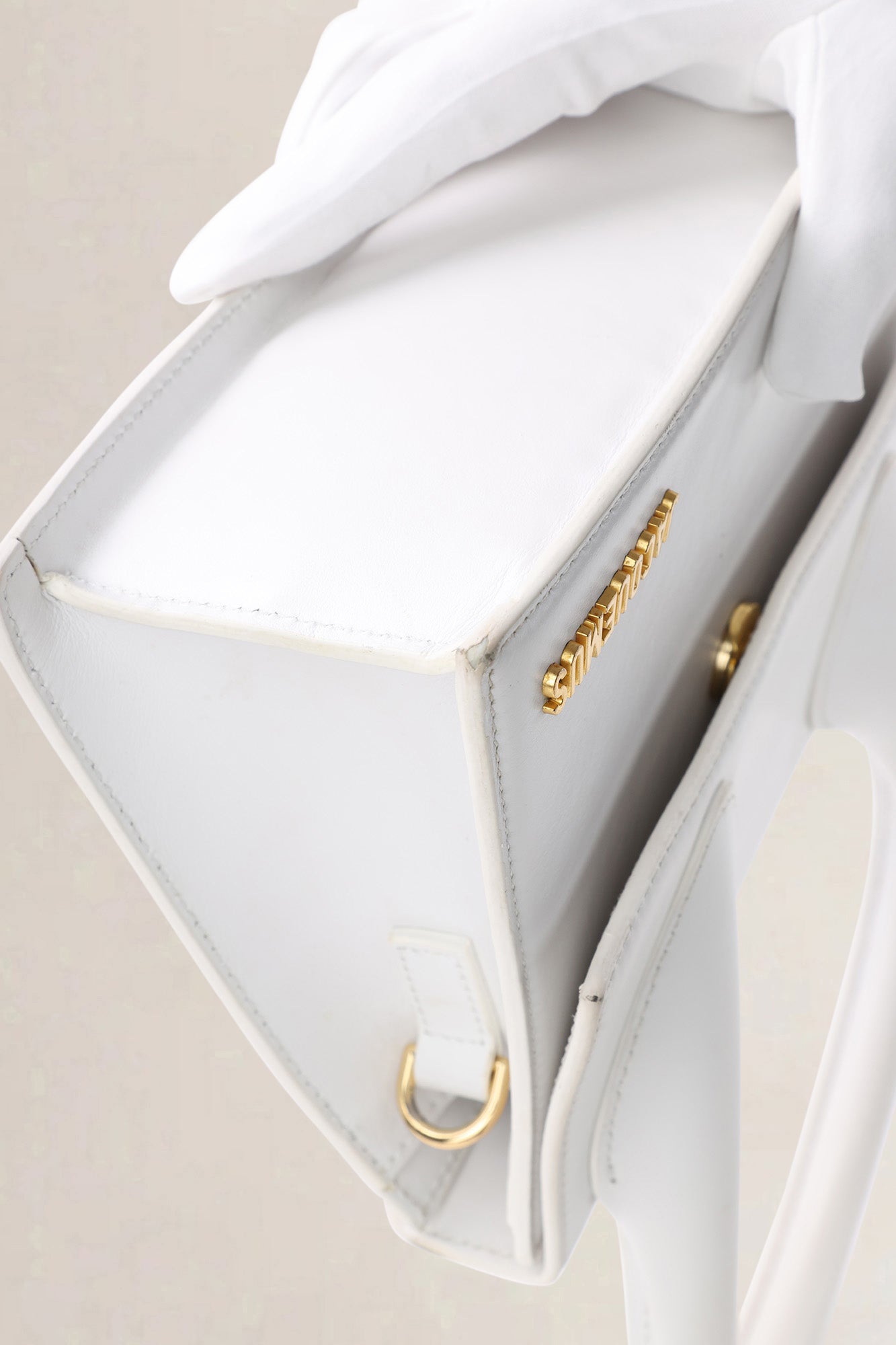 Jacquemus White Leather Le Chiquito Moyen Crossbody Bag