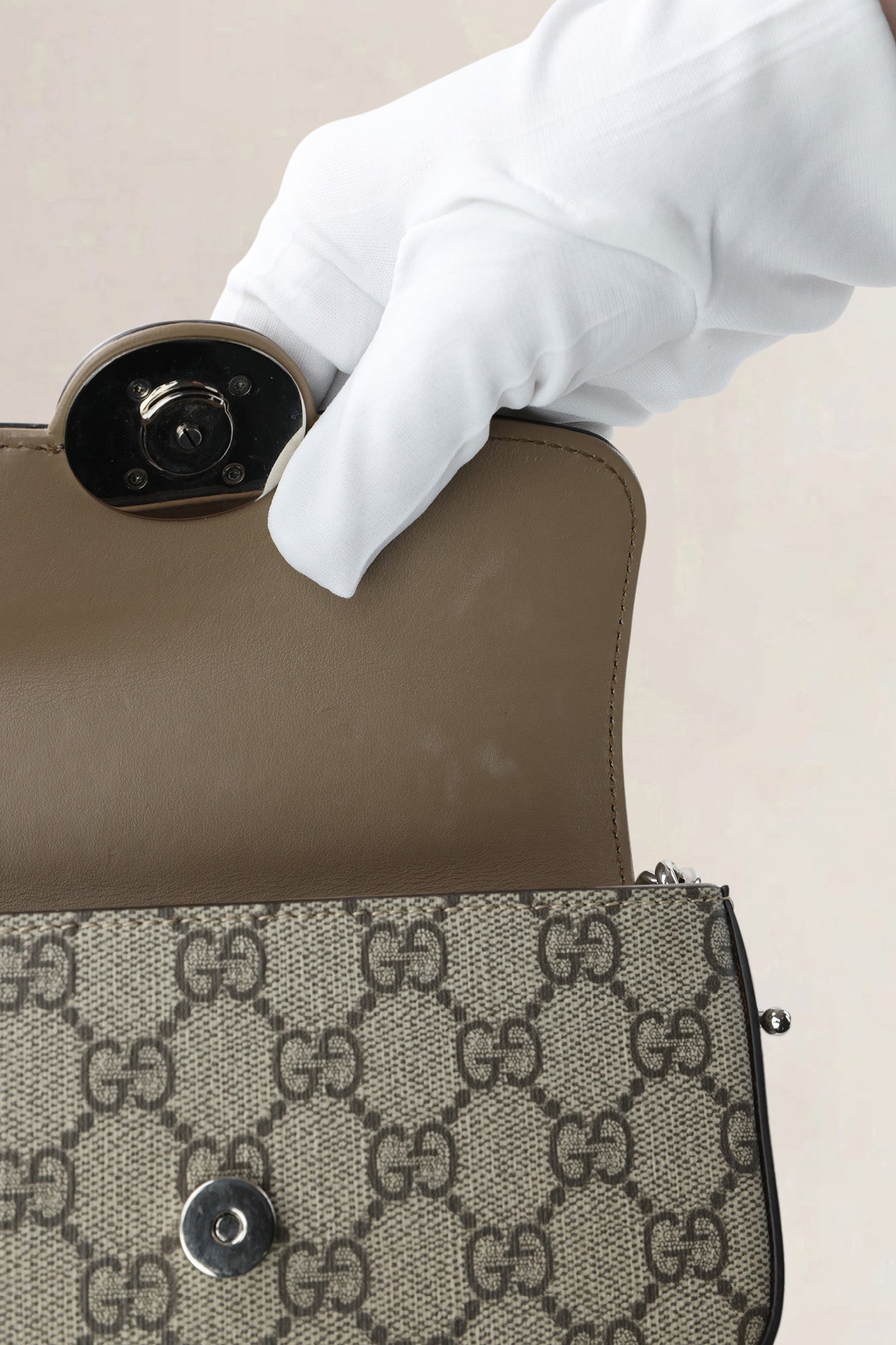 Gucci Beige & Ebony GG Supreme Senna Petite Shoulder Bag
