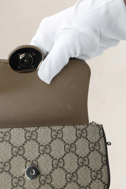 Gucci Beige & Ebony GG Supreme Senna Petite Shoulder Bag