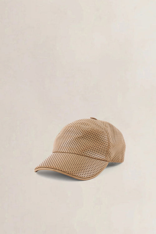 Hermès Brown Perforated Lambskin Leather 59 Cap