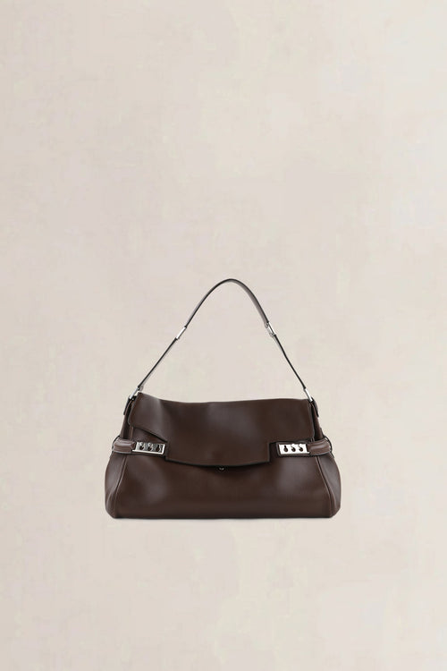 Delvaux Dark Brown Jumping Calf Tempête Épaule Shoulder Bag