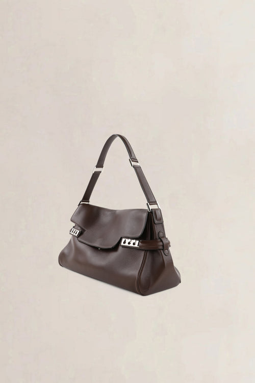 Delvaux Dark Brown Jumping Calf Tempête Épaule Shoulder Bag