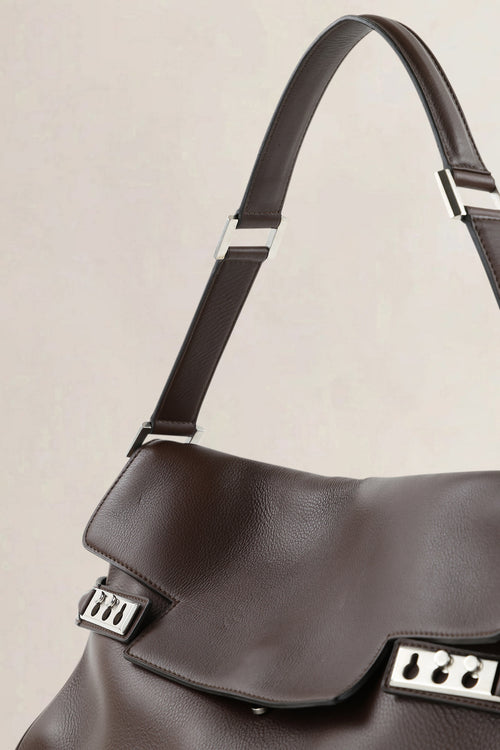 Delvaux Dark Brown Jumping Calf Tempête Épaule Shoulder Bag