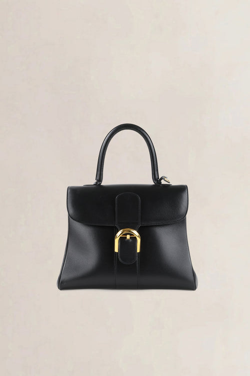 Delvaux Black Jumping Calf Brillant MM Top Handle Bag