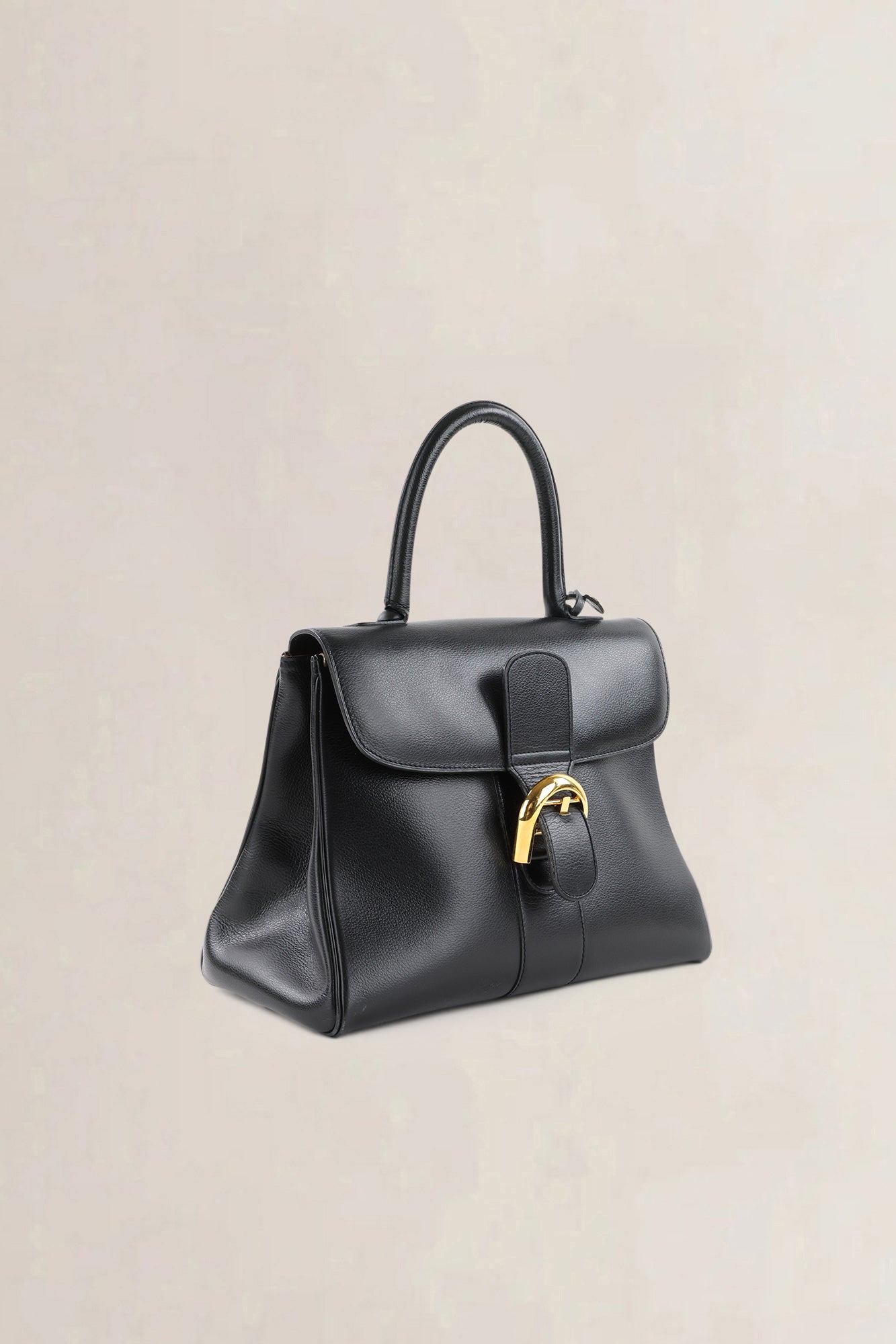 Delvaux Black Jumping Calf Brillant MM Top Handle Bag