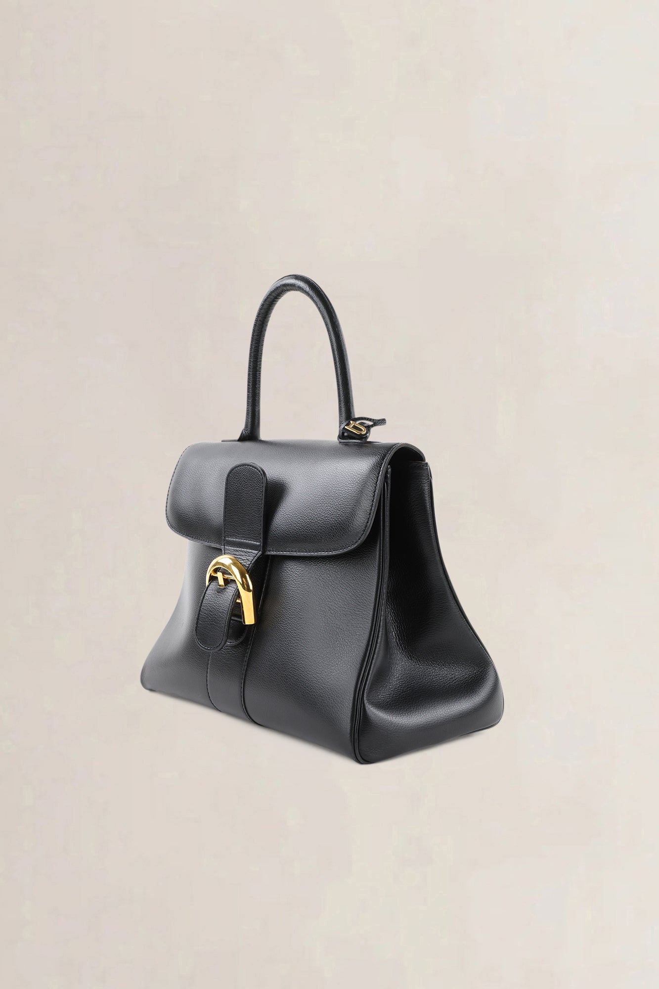 Delvaux Black Jumping Calf Brillant MM Top Handle Bag