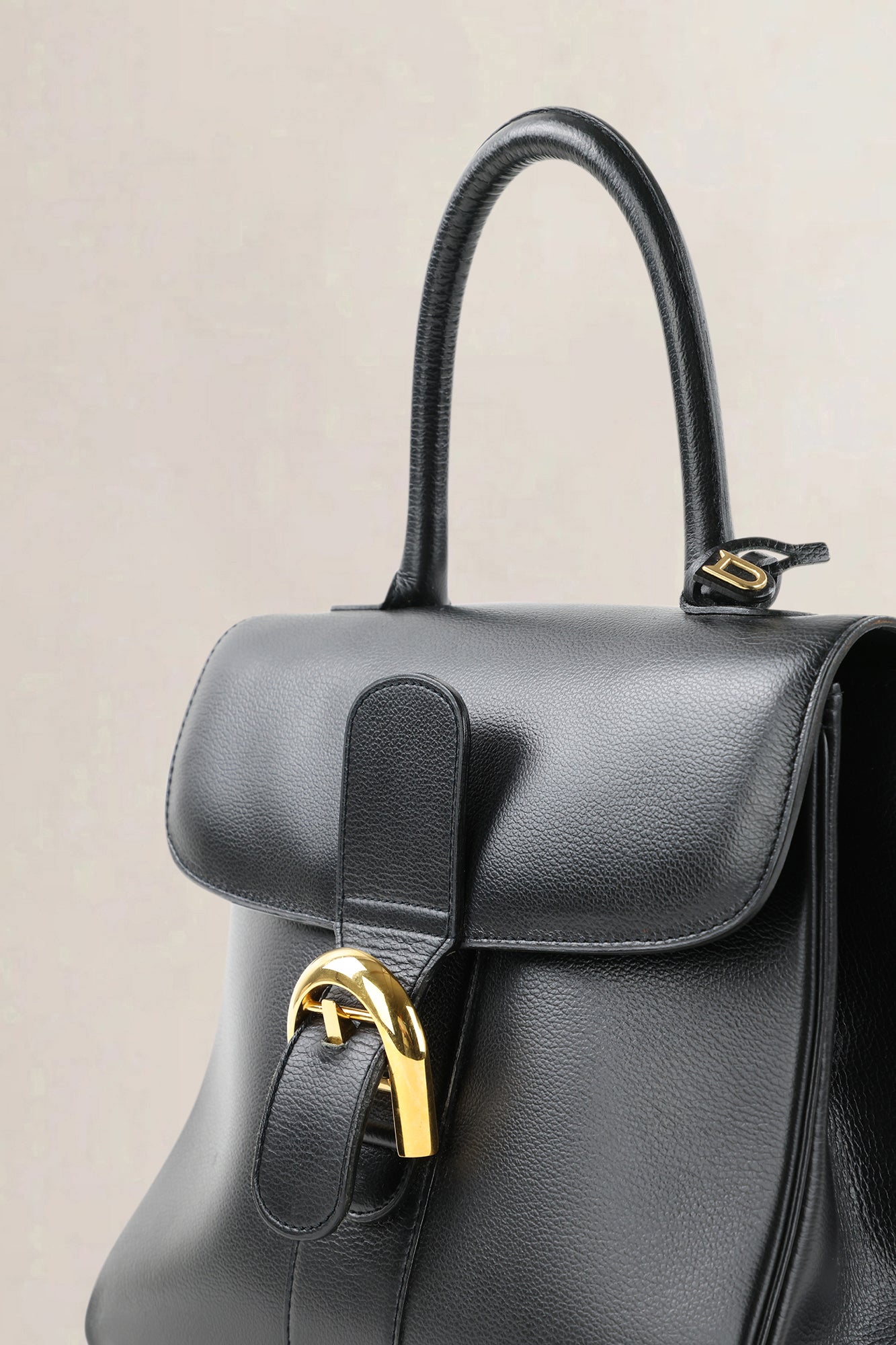 Delvaux Black Jumping Calf Brillant MM Top Handle Bag