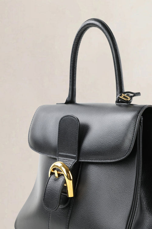Delvaux Black Jumping Calf Brillant MM Top Handle Bag