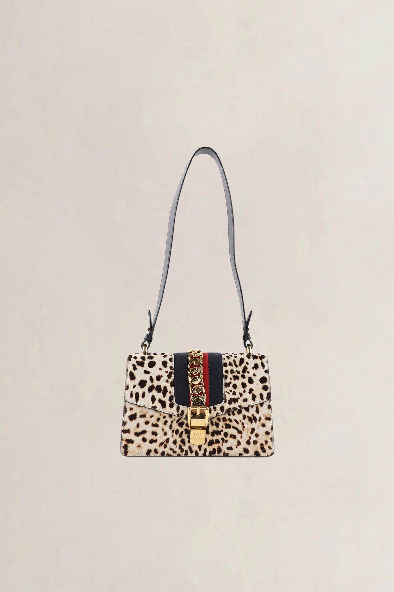 Gucci Leopard Print Pony-Style Calfskin Sylvie Crossbody Bag