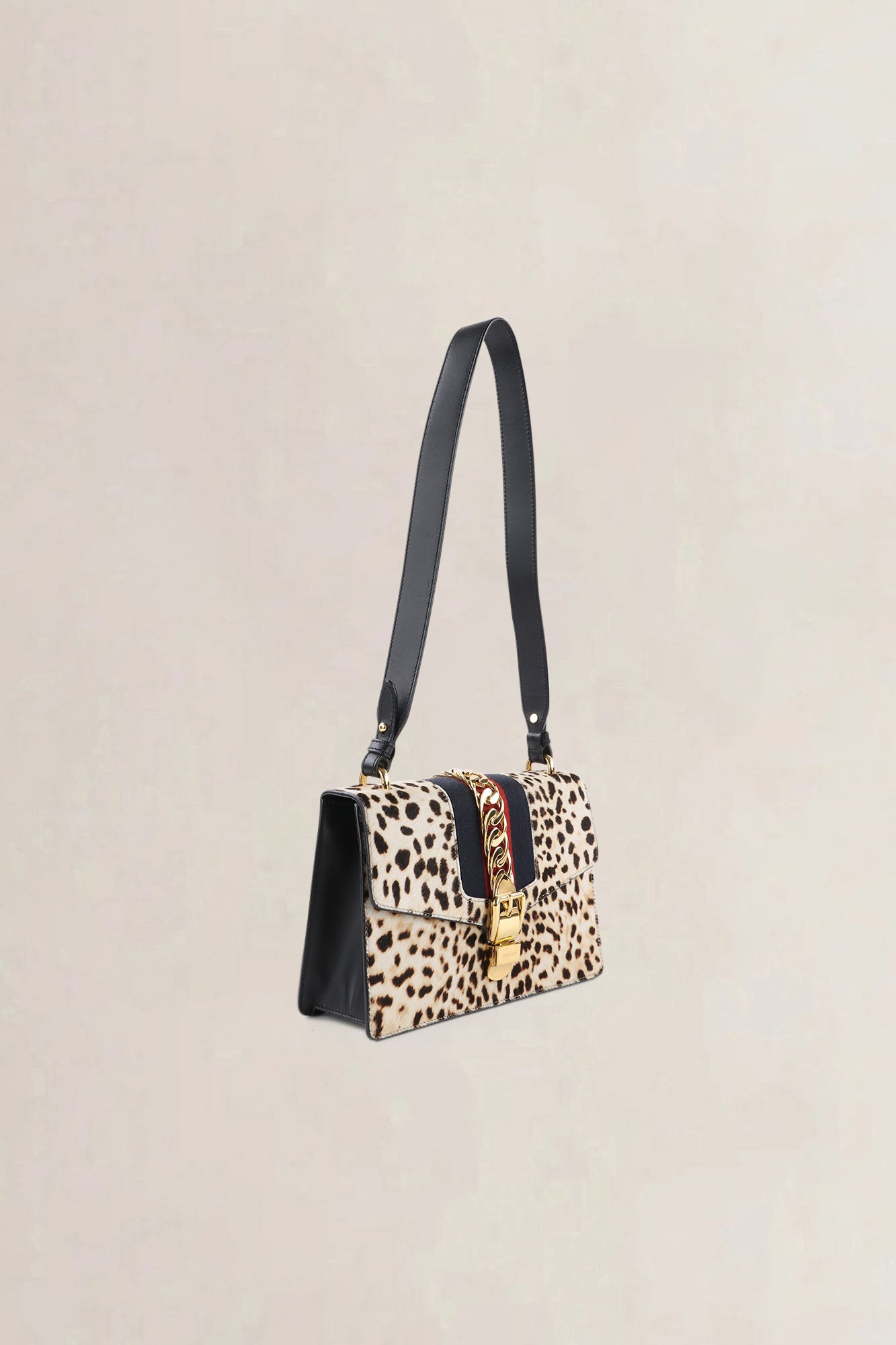 Gucci Leopard Print Pony-Style Calfskin Sylvie Crossbody Bag