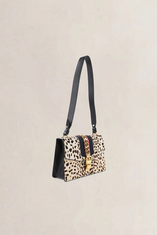 Gucci Leopard Print Pony-Style Calfskin Sylvie Crossbody Bag