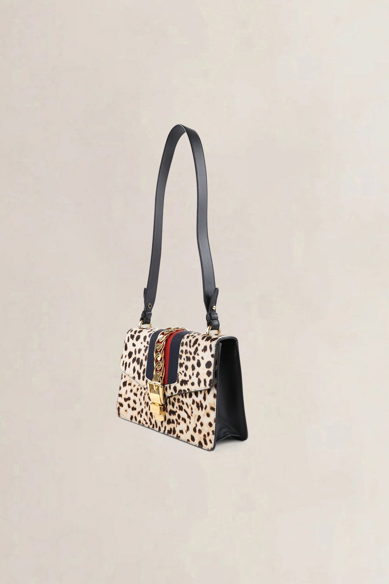Gucci Leopard Print Pony-Style Calfskin Sylvie Crossbody Bag