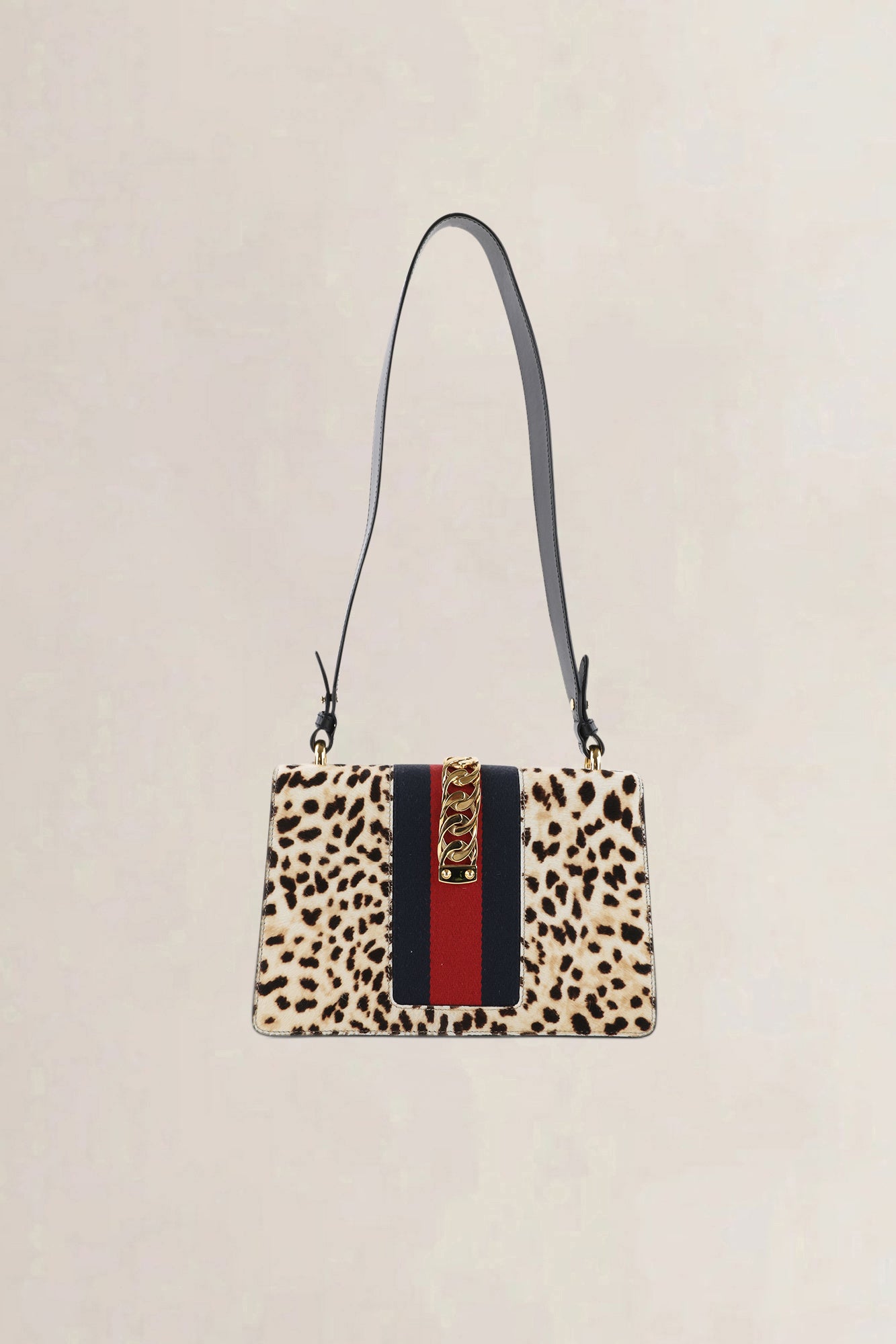 Gucci Leopard Print Pony-Style Calfskin Sylvie Crossbody Bag