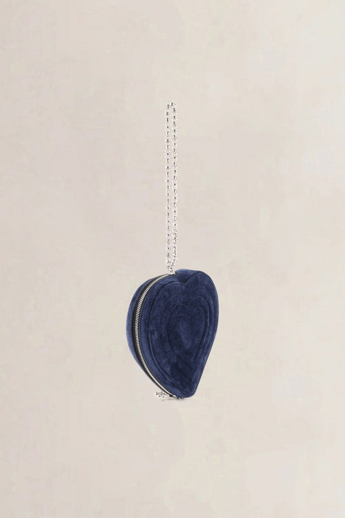Delvaux Navy Blue Suede Augustin CM Top Handle Bag