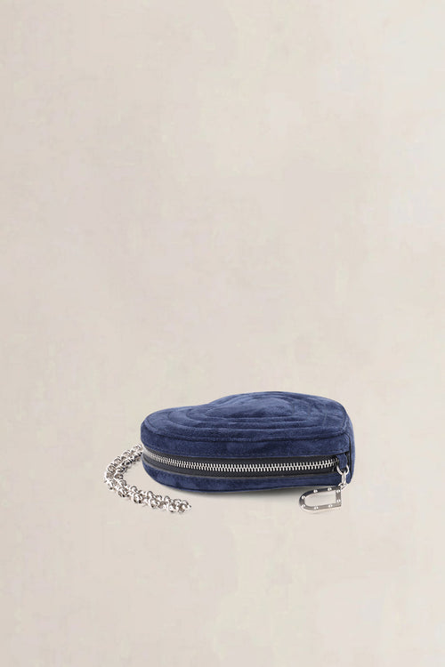 Delvaux Navy Blue Suede Augustin CM Top Handle Bag
