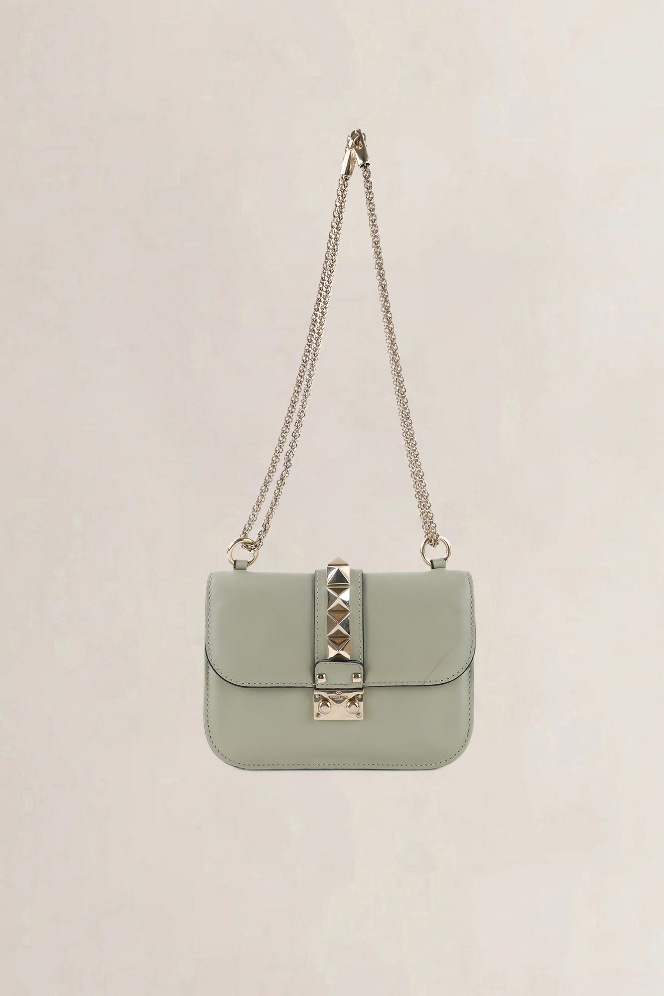 Valentino Garavani Sage Green Small Rockstud Glam Lock Crossbody Bag