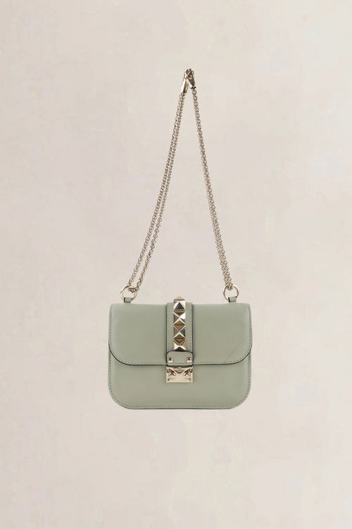 Valentino Garavani Sage Green Small Rockstud Glam Lock Crossbody Bag