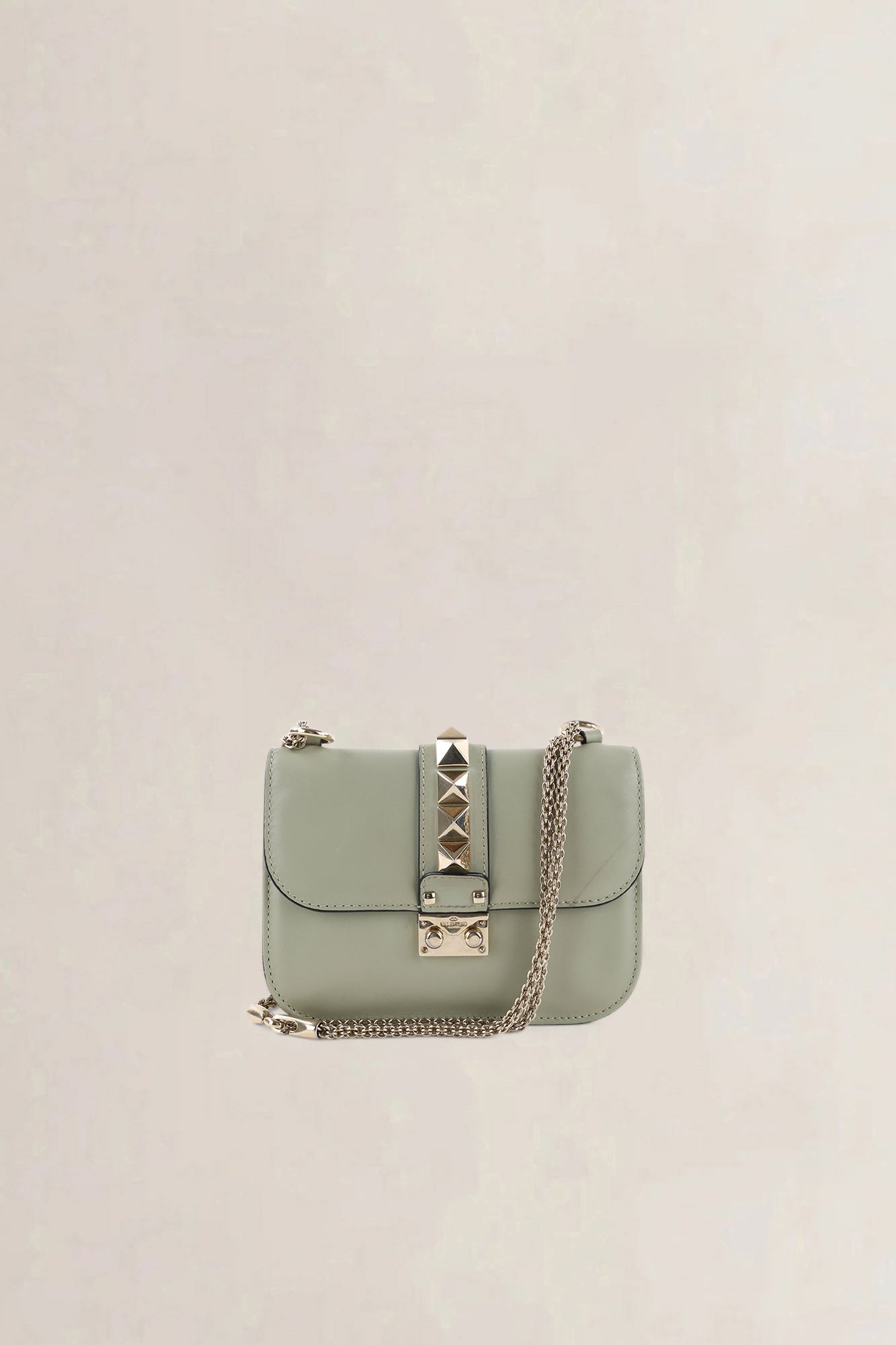 Valentino Garavani Sage Green Small Rockstud Glam Lock Crossbody Bag
