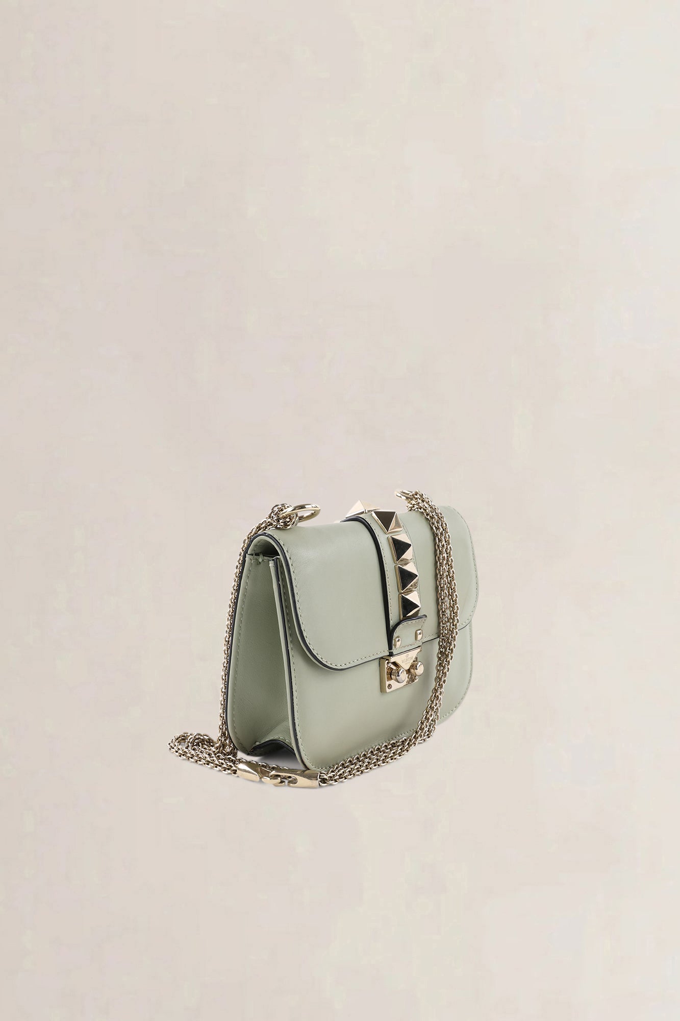 Valentino Garavani Sage Green Small Rockstud Glam Lock Crossbody Bag