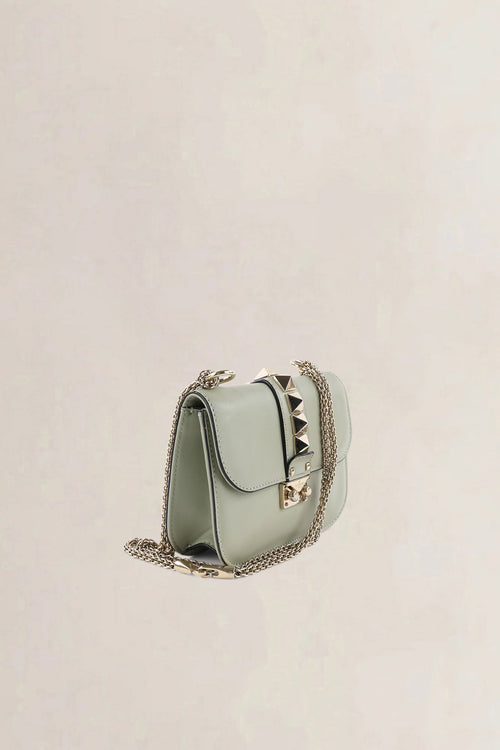 Valentino Garavani Sage Green Small Rockstud Glam Lock Crossbody Bag