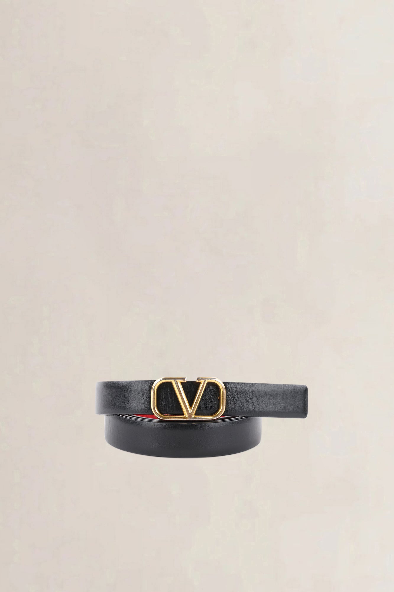 Valentino Garavani Red & Black V-Logo Reversible Belt