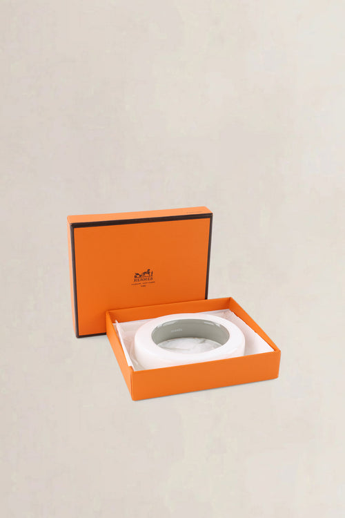 Hermès White Lacquered Wood Ariodante Bangle Bracelet