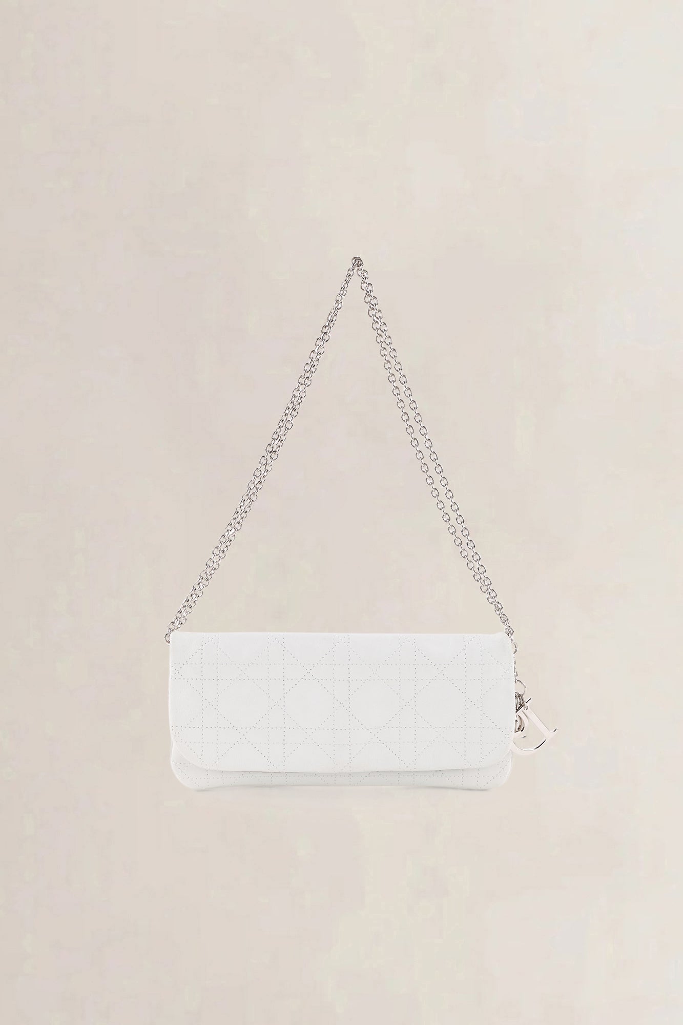 Christian Dior White Cannage Lady Dior Chain Shoulder Bag