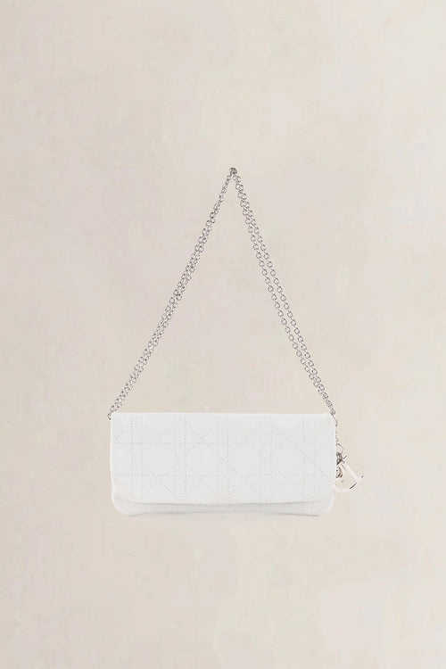 Christian Dior White Cannage Lady Dior Chain Shoulder Bag