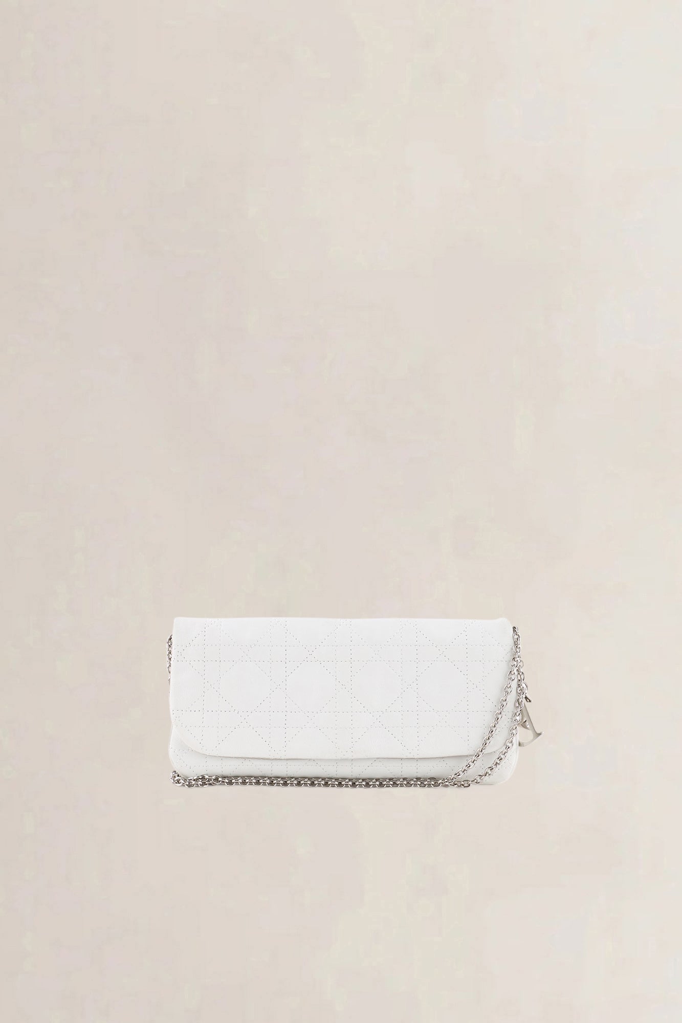 Christian Dior White Cannage Lady Dior Chain Shoulder Bag
