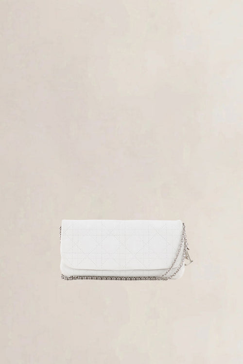 Christian Dior White Cannage Lady Dior Chain Shoulder Bag