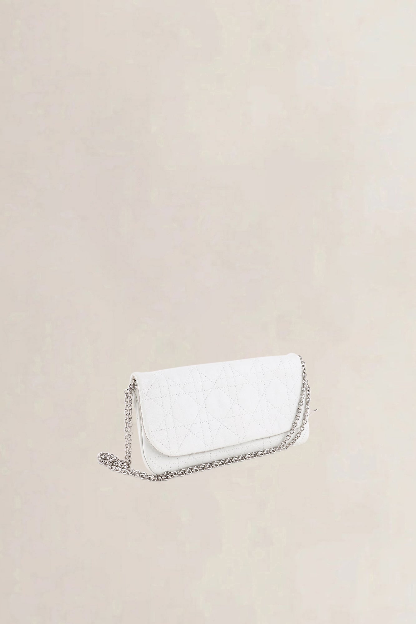 Christian Dior White Cannage Lady Dior Chain Shoulder Bag