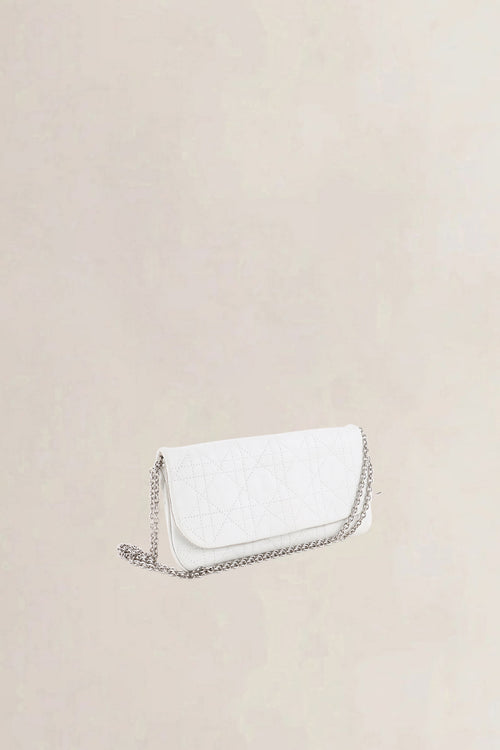 Christian Dior White Cannage Lady Dior Chain Shoulder Bag