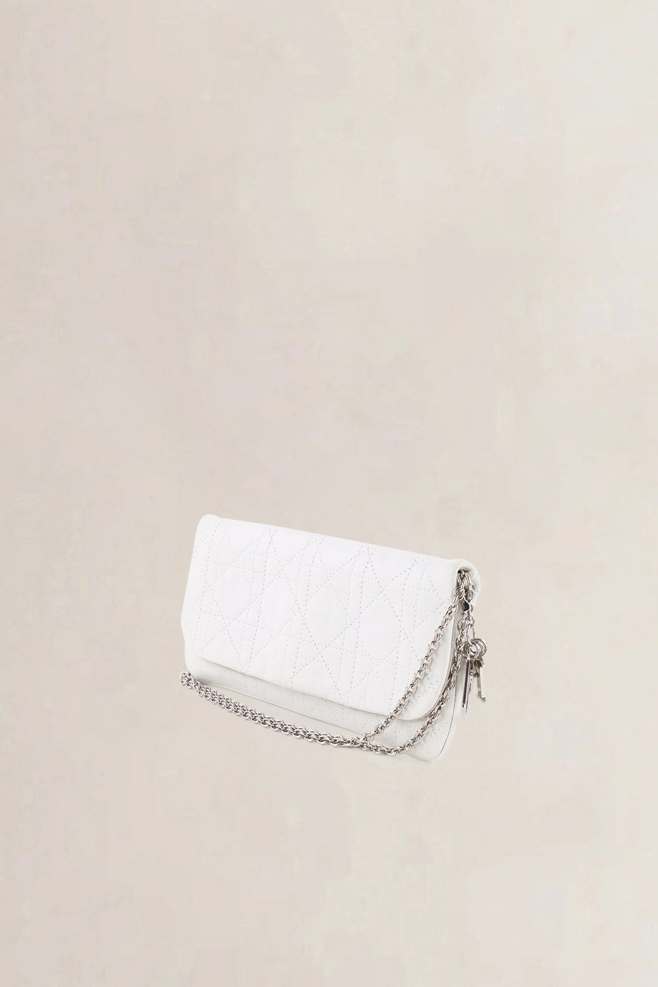 Christian Dior White Cannage Lady Dior Chain Shoulder Bag