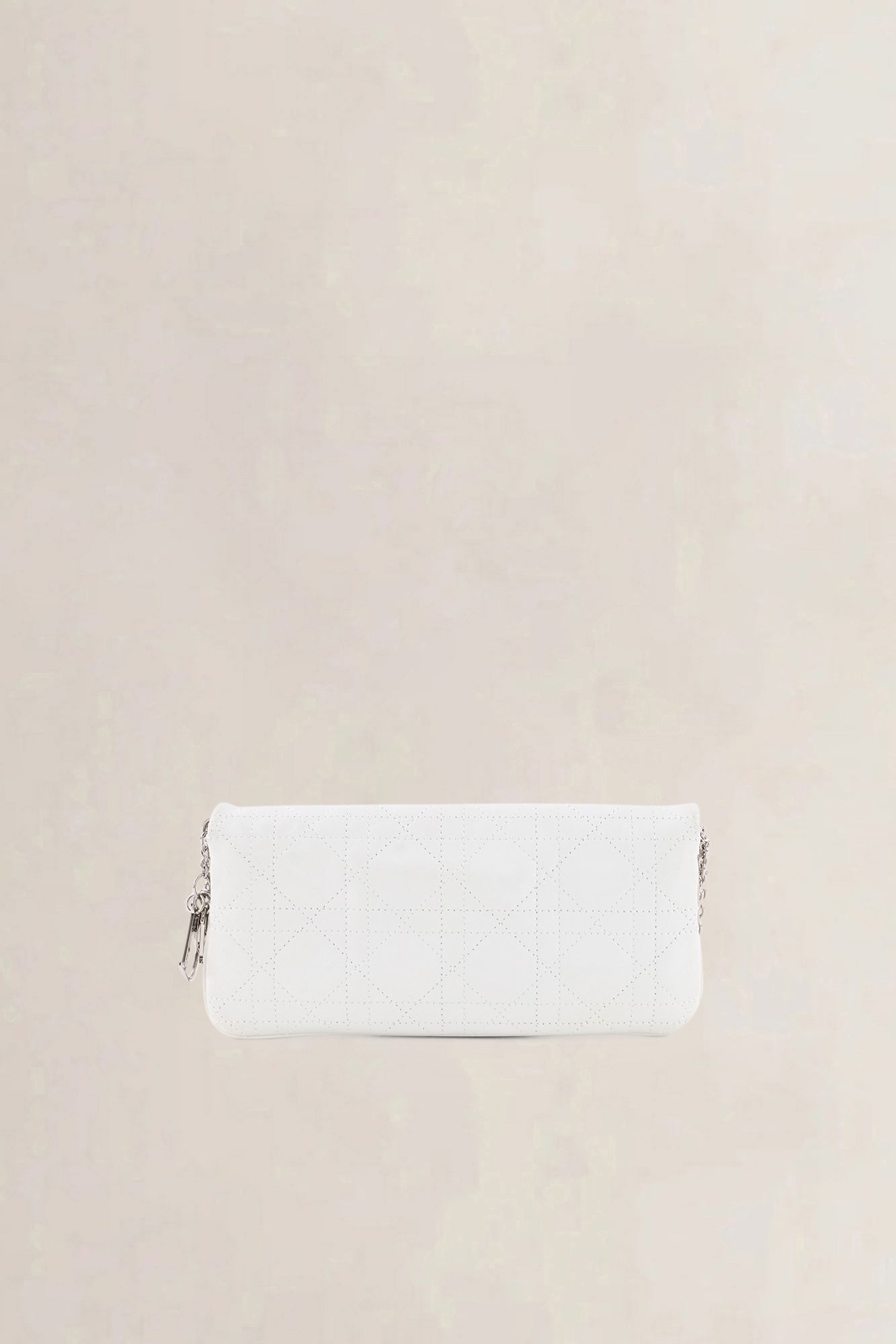 Christian Dior White Cannage Lady Dior Chain Shoulder Bag
