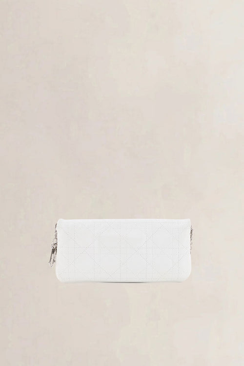 Christian Dior White Cannage Lady Dior Chain Shoulder Bag