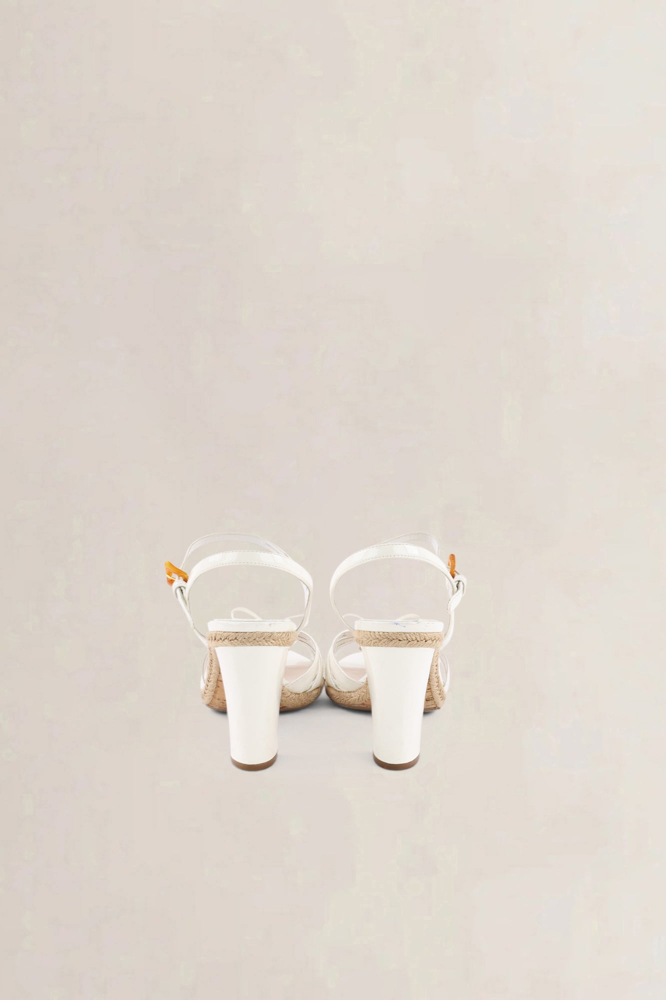Prada White Patent Leather & Wicker Sandals