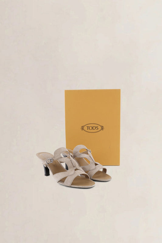 Tod's Beige Suede Strappy Heels
