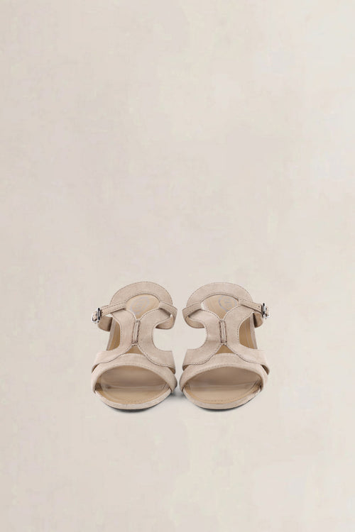 Tod's Beige Suede Strappy Heels