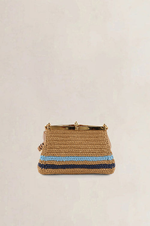 Etro Brown Raffia Floral-Embroidered Crossbody Bag