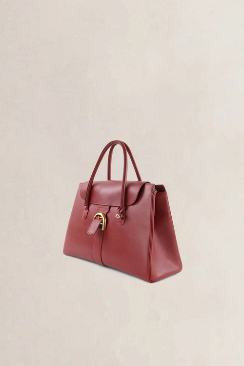 Delvaux Rosso Brillant Cabriolet Top Handle Bag