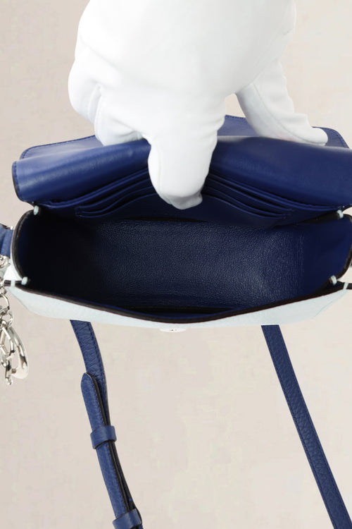 Christian Dior Dark Blue & White Diorissimo Envelope Pouch Crossbody Bag