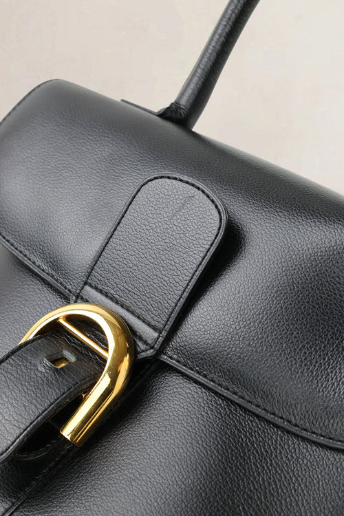 Delvaux Black Jumping Calf Brillant MM Top Handle Bag