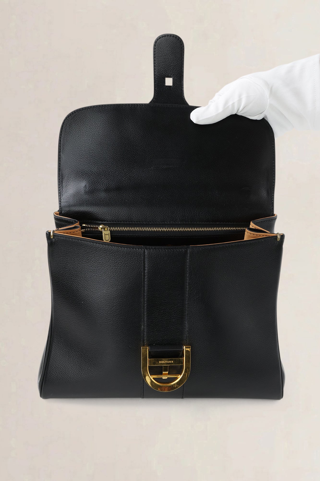 Delvaux Black Jumping Calf Brillant MM Top Handle Bag