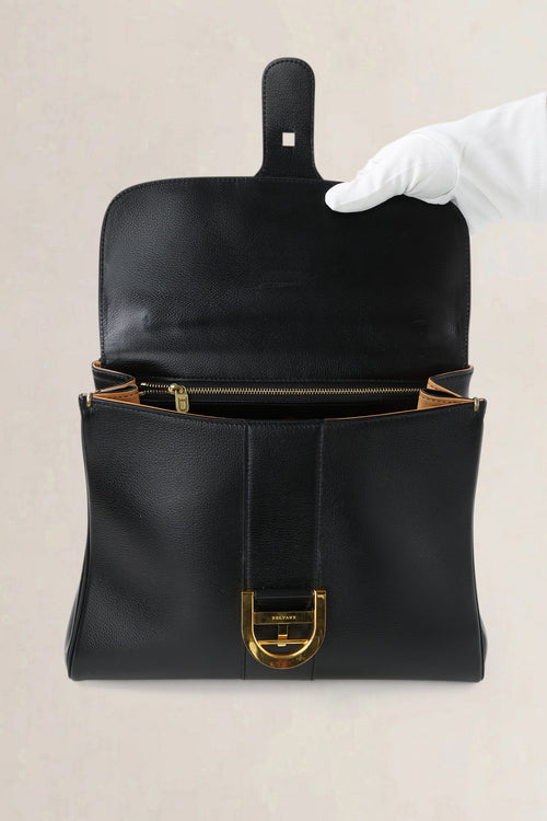 Delvaux Black Jumping Calf Brillant MM Top Handle Bag