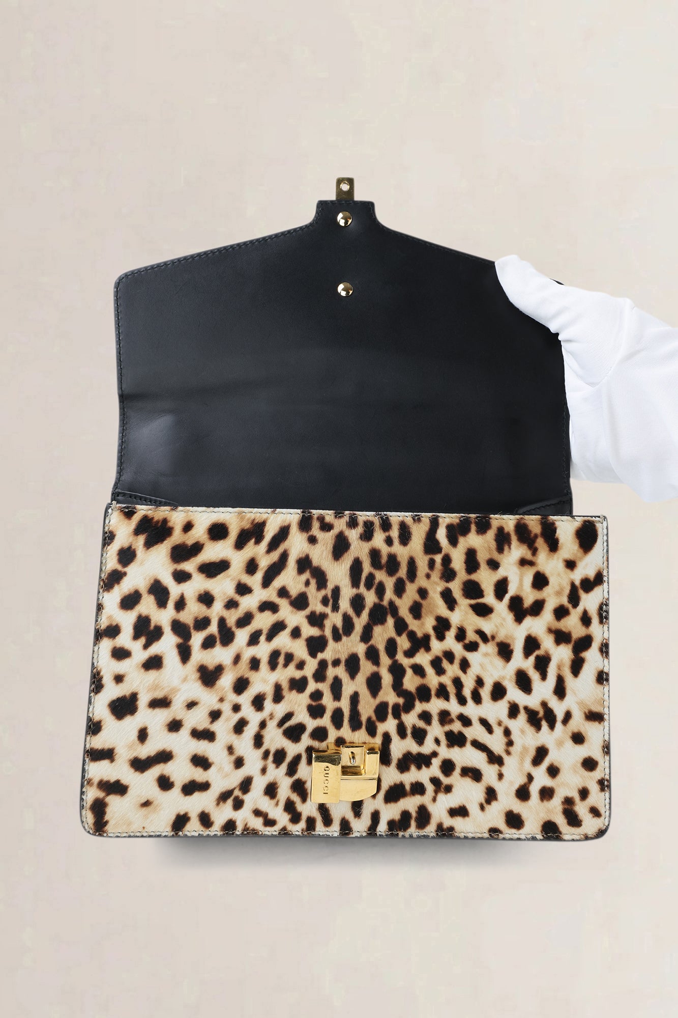 Gucci Leopard Print Pony-Style Calfskin Sylvie Crossbody Bag