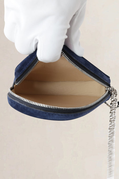 Delvaux Navy Blue Suede Augustin CM Top Handle Bag