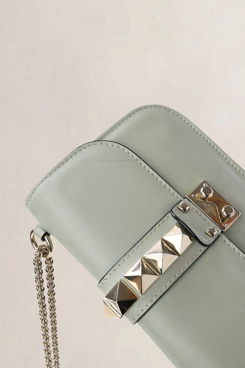 Valentino Garavani Sage Green Small Rockstud Glam Lock Crossbody Bag