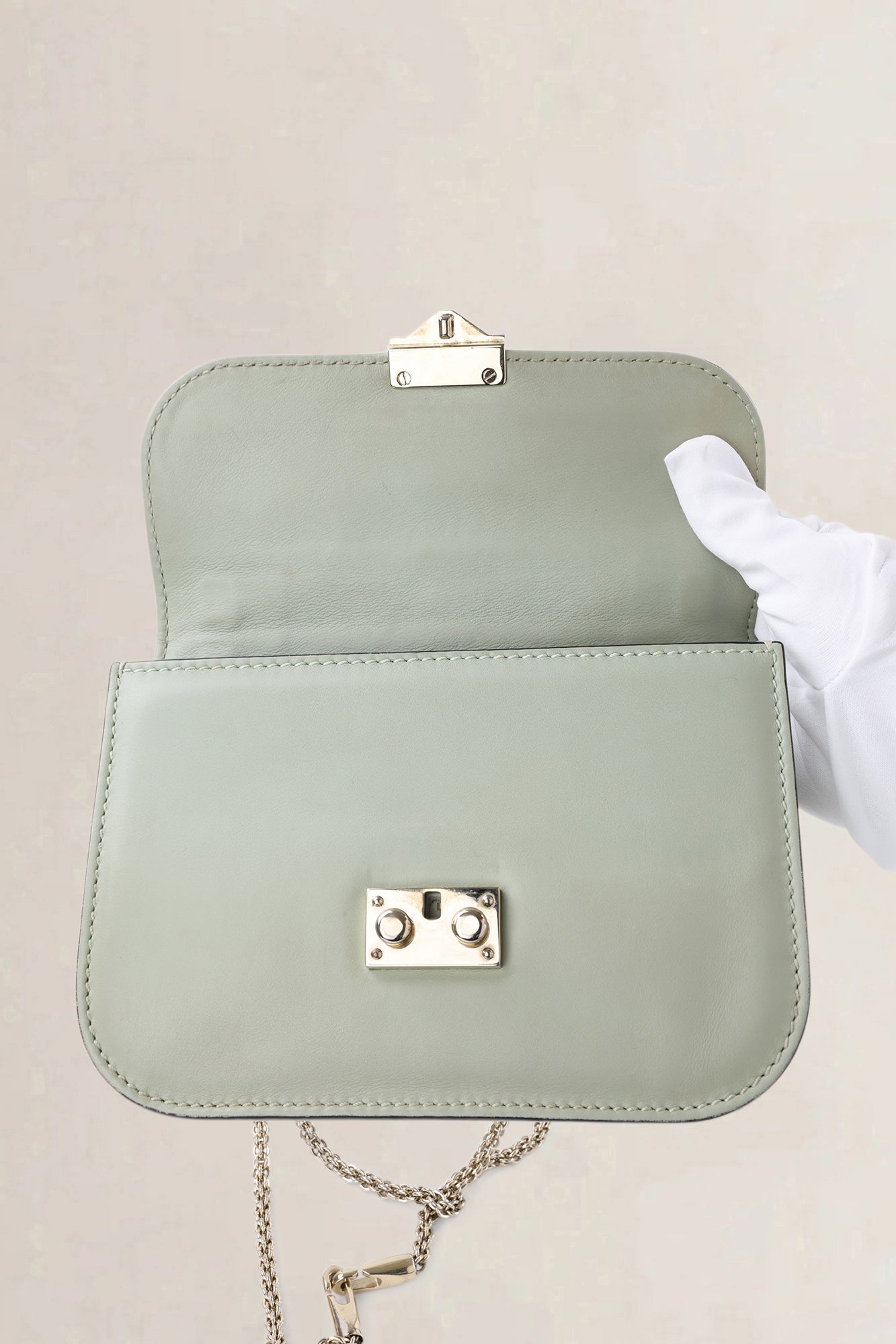Valentino Garavani Sage Green Small Rockstud Glam Lock Crossbody Bag