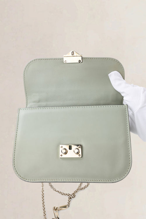 Valentino Garavani Sage Green Small Rockstud Glam Lock Crossbody Bag